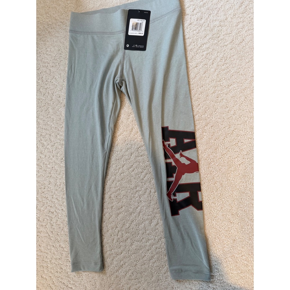 Jordan Leggings Girls Small 8-10 Grey Heather NWT Jumpman Air Graphic Pants